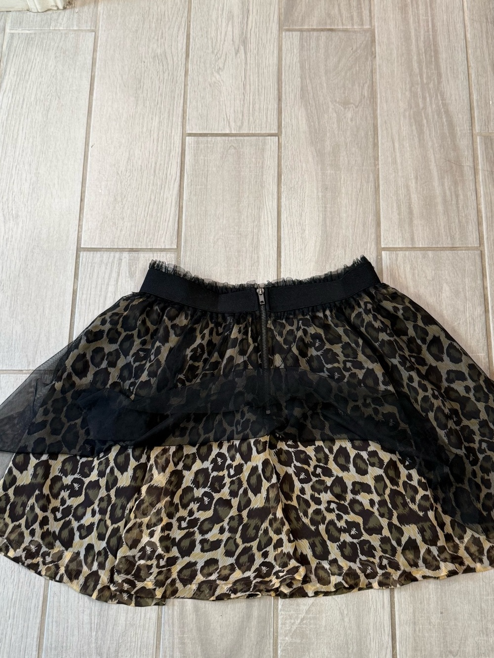 Y2K Forever 21 Leopard Print Tulle Skater Skirt - Black/Tan size Large - Picture 7 of 8